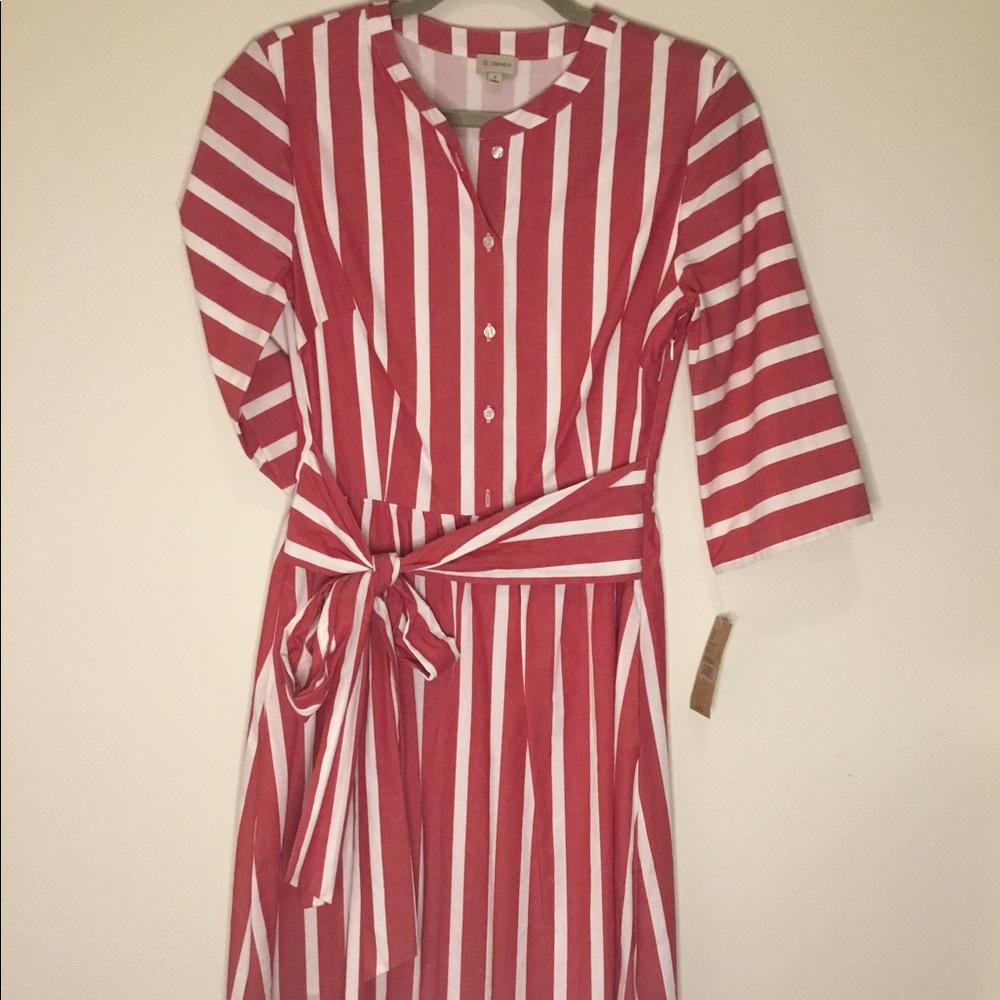 Striped tea length dress